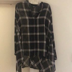 Sheer black plaid top